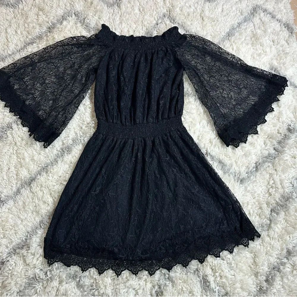 VENUS Black Ruffled Tiered Off-the-Shoulder Sundress